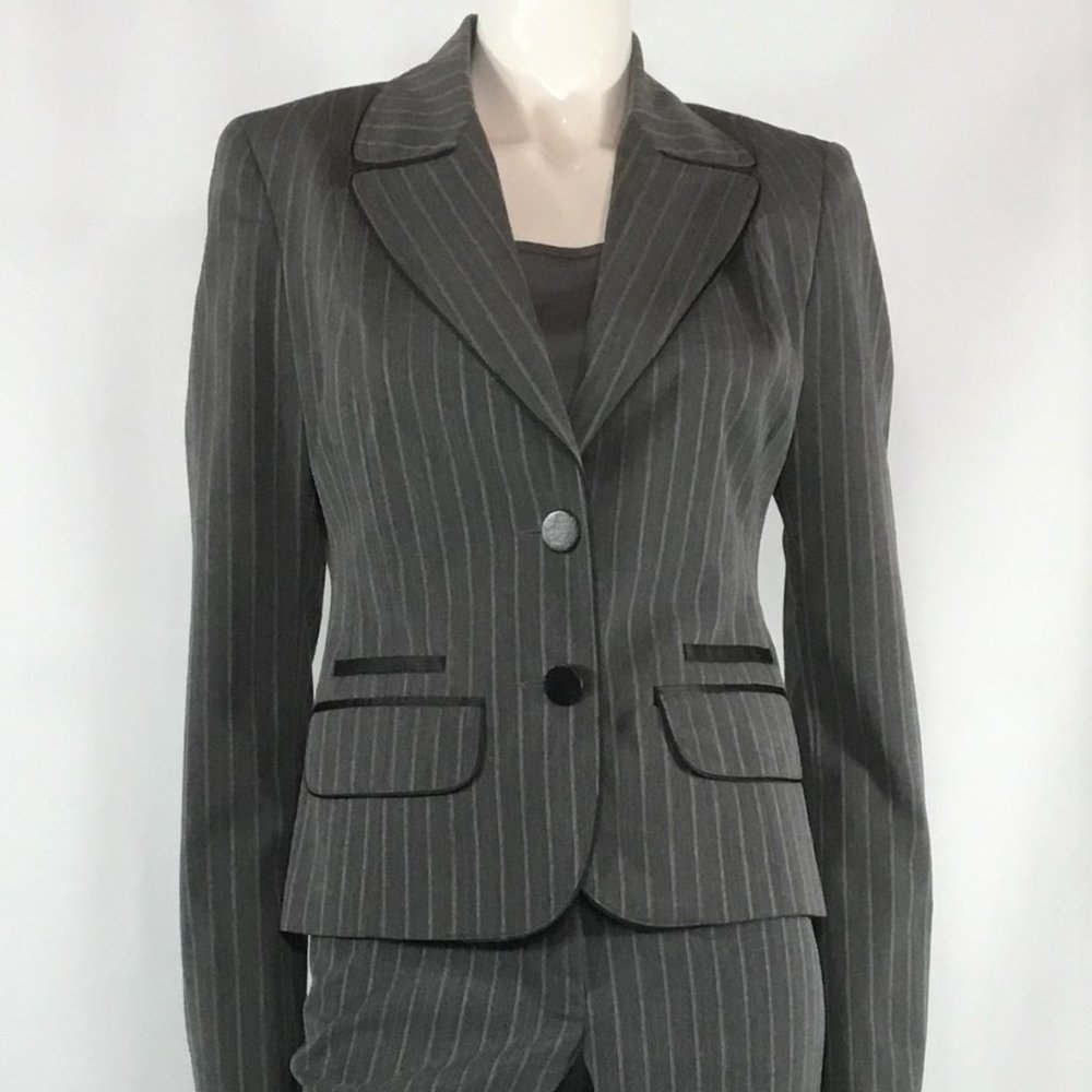 Suzy Shier Grey Pinstripe Suit